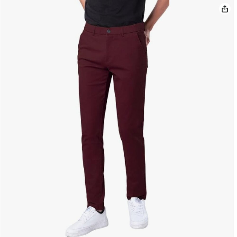 Amazon Essentials Men's Skinny-Fit Casual Stretch Chino Pant, Burgundy 38W X 34L